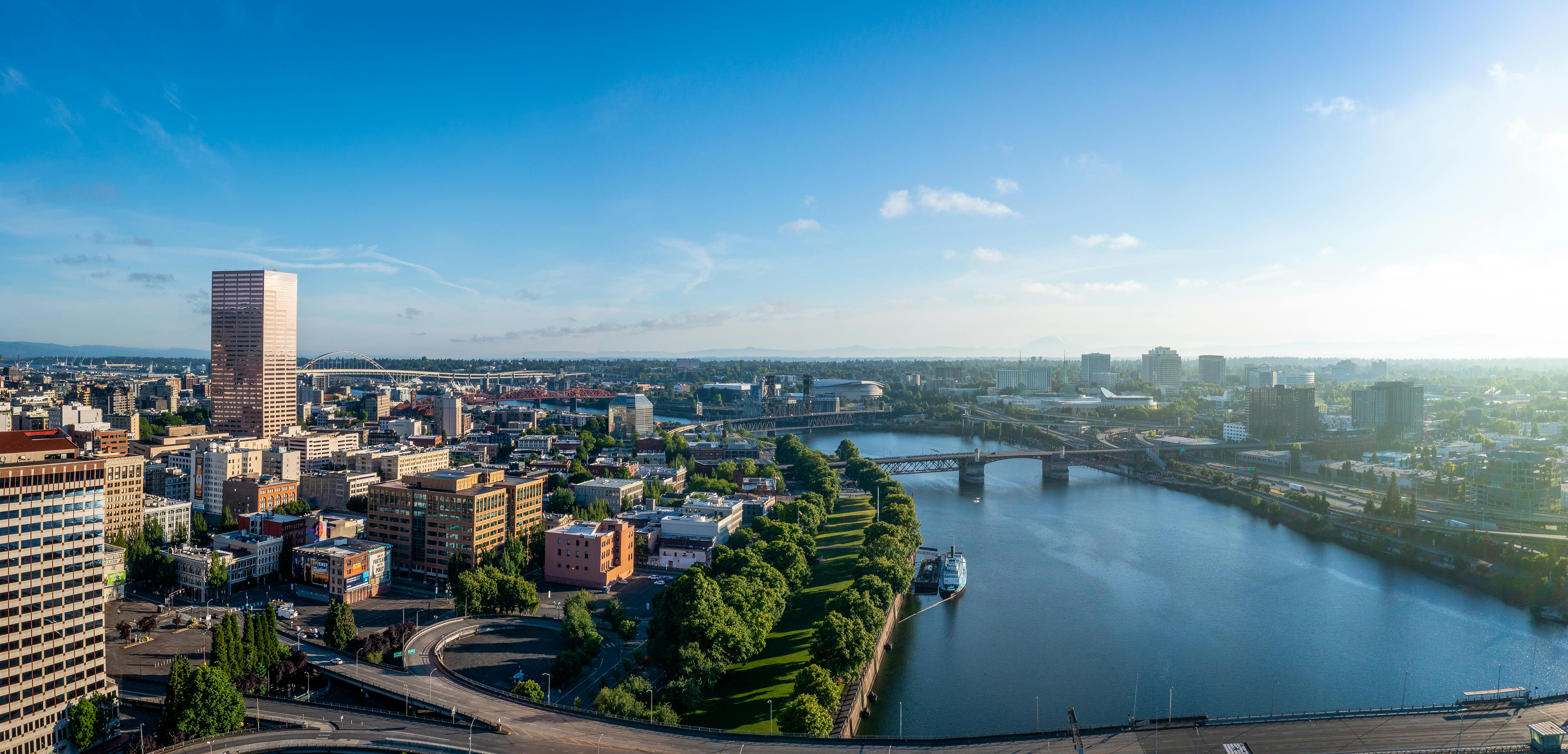 Downtown Portland skyline at dusk